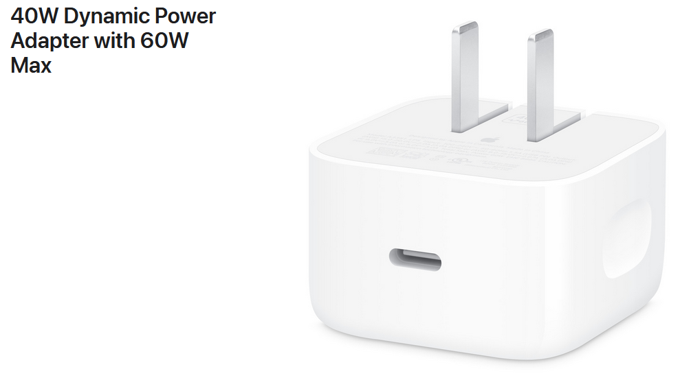 Apple 40W Dynamic Power Adapter with 60W Max